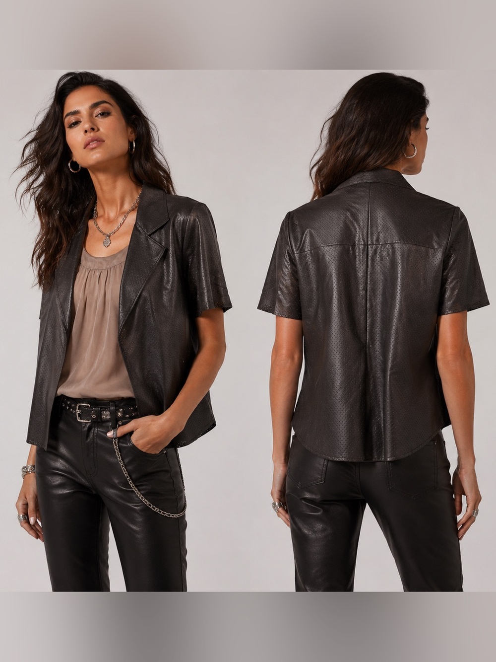 BCBG Perforated Vegan Leather Jacket